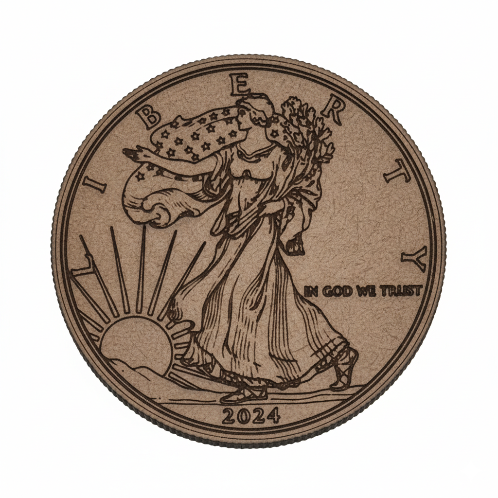 Premium Hardboard Coin Coasters (5-Pack) with Display Base - Iconic American Designs