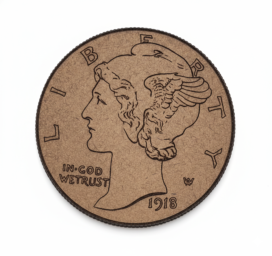 Premium Hardboard Coin Coasters (5-Pack) with Display Base - Iconic American Designs